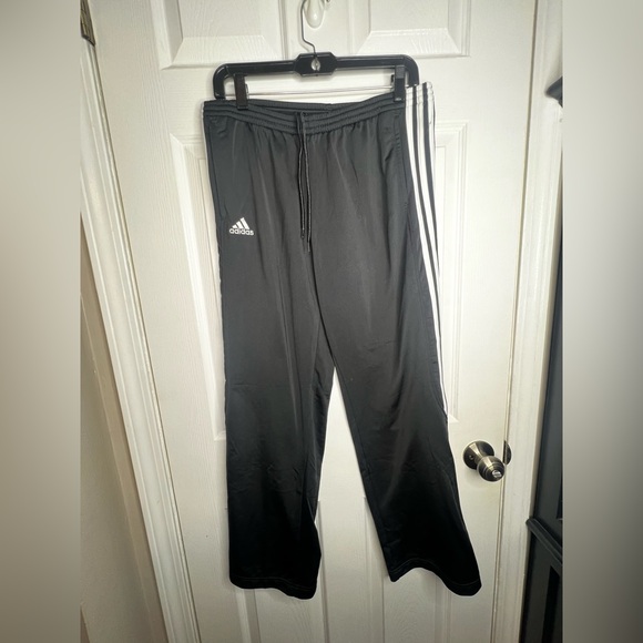 Vtg adidas Women's Medium Black 3 Stripe Warmup Track Pants UK 14 Zip Hem M - Picture 12 of 13